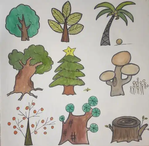 简笔画树五官天气78