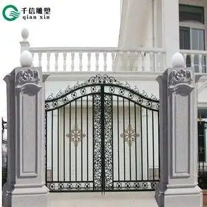 石雕门柱别墅小区庭院大门石柱大理石花岗岩欧式浮雕柱子雕刻石材