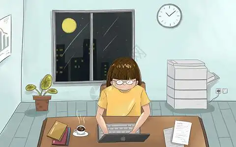 白领通宵加班图片素材