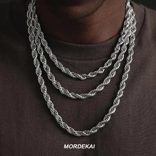 mordekai白金麻花titaniumsteel锁骨项链嘻哈女同毛衣项链