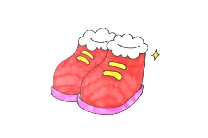 简单的儿童简笔画素材 一双漂亮的小鞋子
