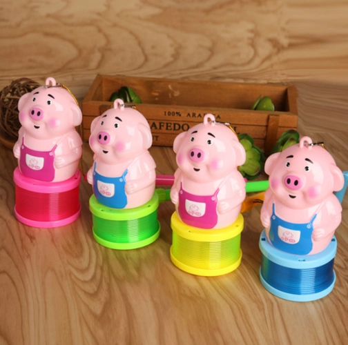 萌萌猪灯笼彩虹圈 2019新年新款 小猪灯笼叠叠乐发光灯笼玩具热卖