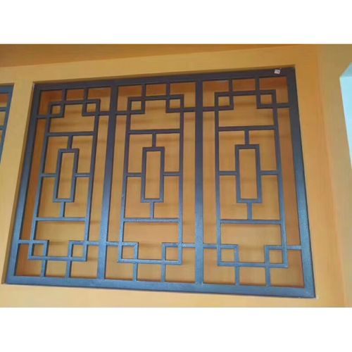 仁聚益铝窗花中式仿木纹复古格栅防盗网铝合金方管烤漆焊接工艺厂家定