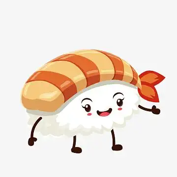 虾肉和可爱饭团卡通图