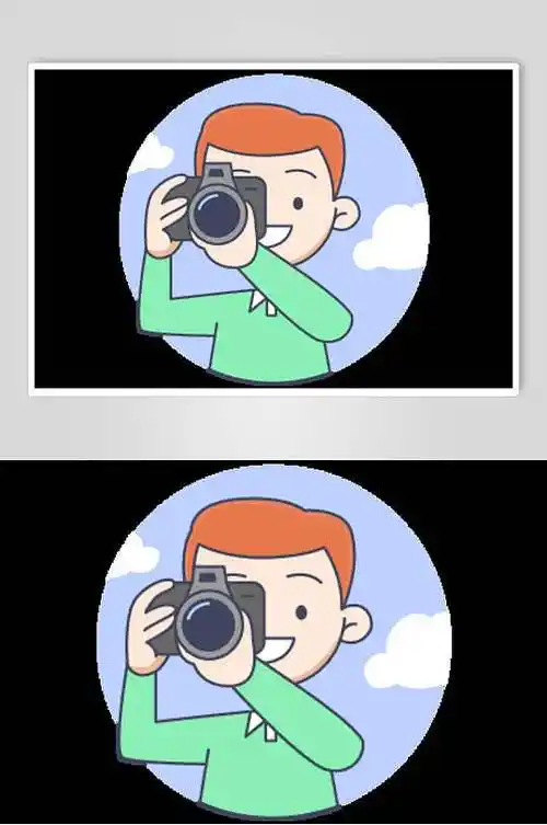 卡通照片拍照插画矢量素材