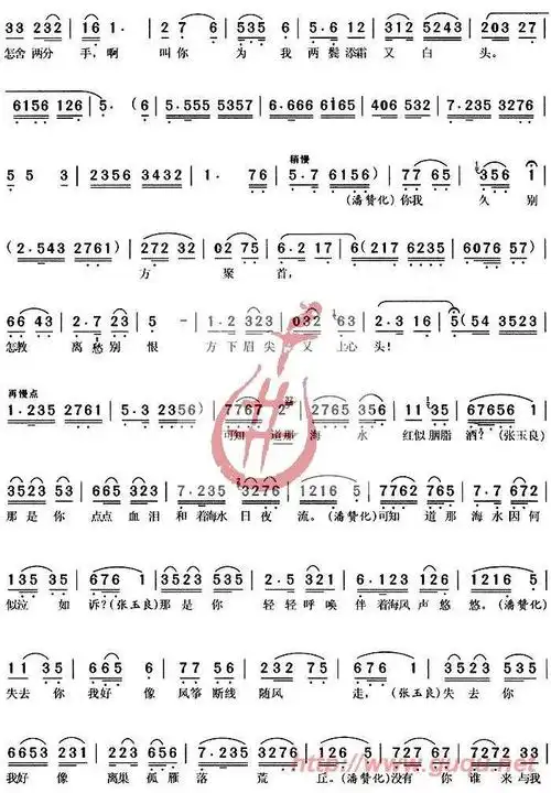 海滩别二胡曲谱