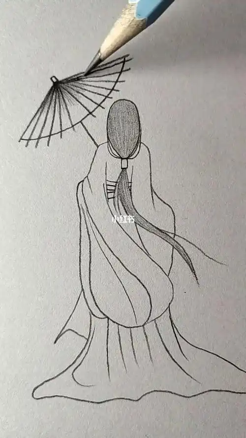 第八天77铅笔画人物古风女子国风画手绘