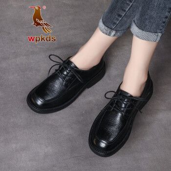 意大利啄mu鸟wpkds高端女鞋春秋新款头层牛皮女士休闲鞋女软底驾车鞋