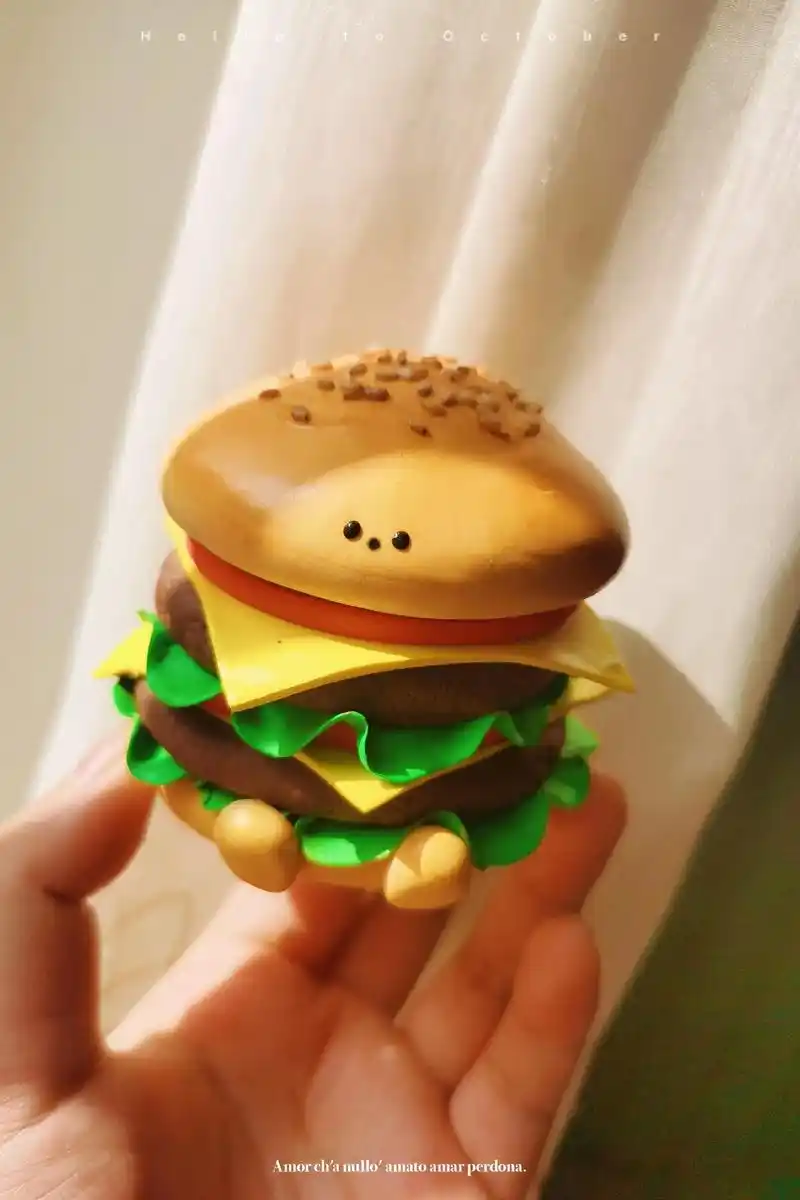 超轻粘土汉堡包.#超轻粘土 #手工diy 可以收纳的汉堡 - 抖音