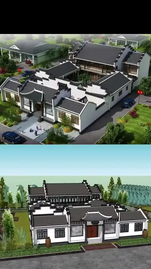 虽不能至心向往之农村还是得有个院.徽派二进四合院含平面布76154