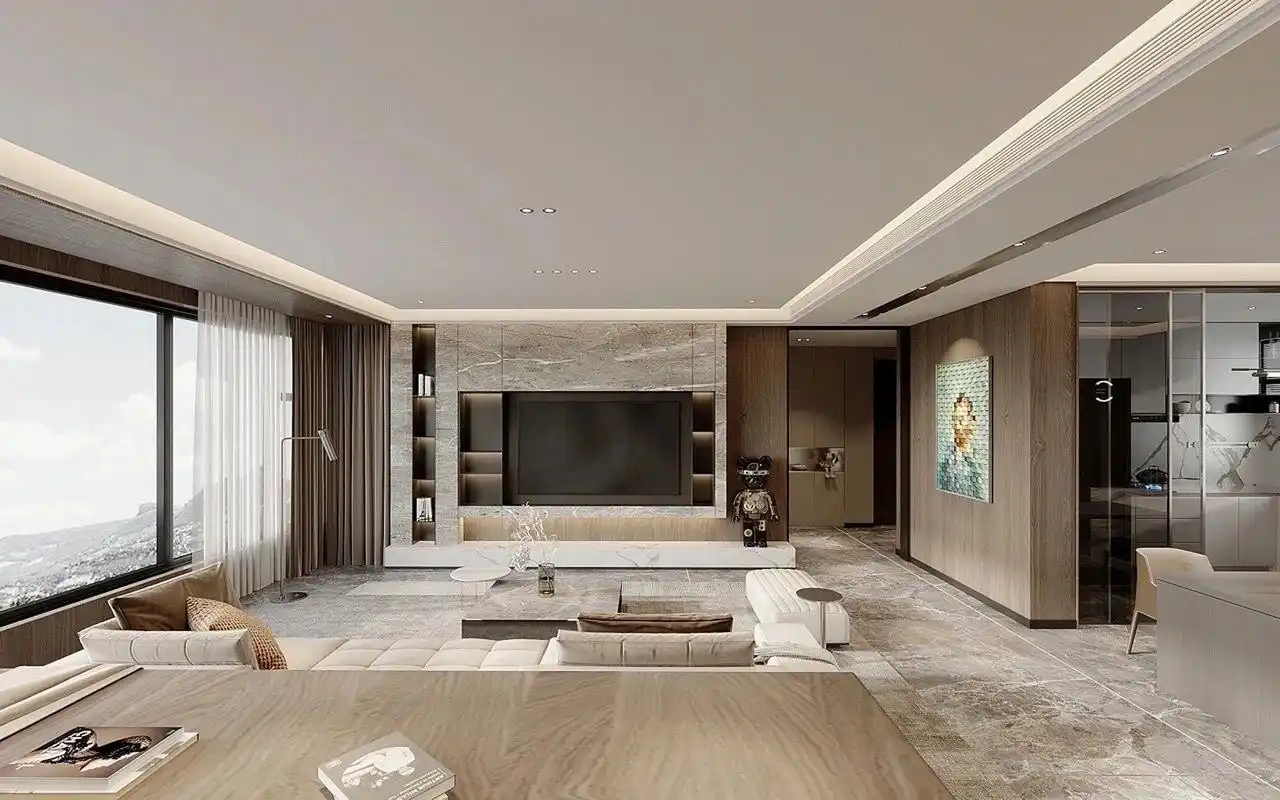 140平米的意式极简风客厅设计.#室内设计