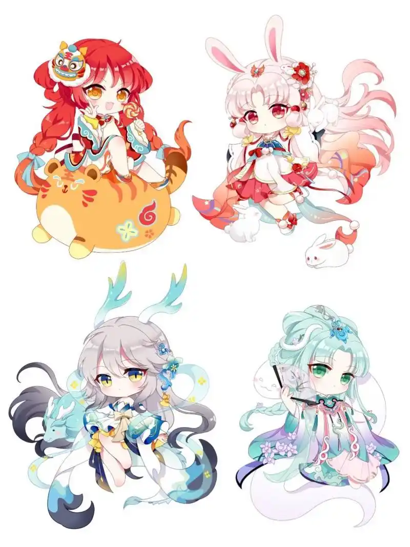 原创插画十二生肖q版拟人(上) 一下子十二生肖系列就画了三分之一啦