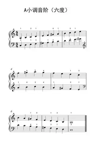 a小调音阶 六度 儿童钢琴练习曲 钢琴谱 简谱