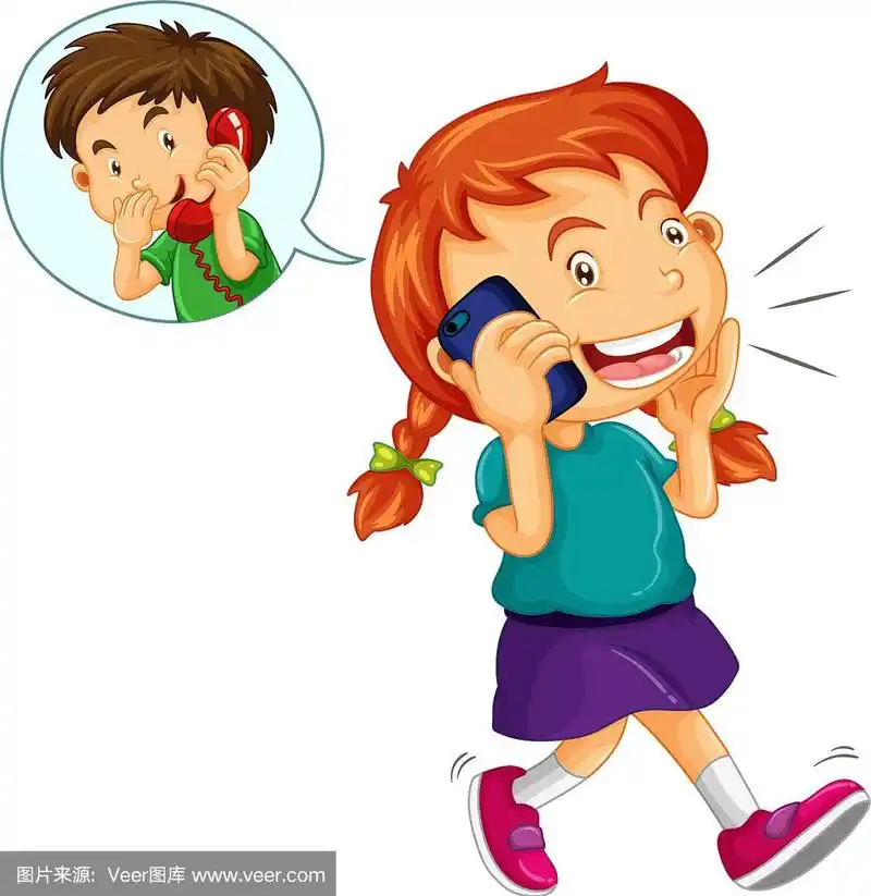 女孩在和男孩通电话