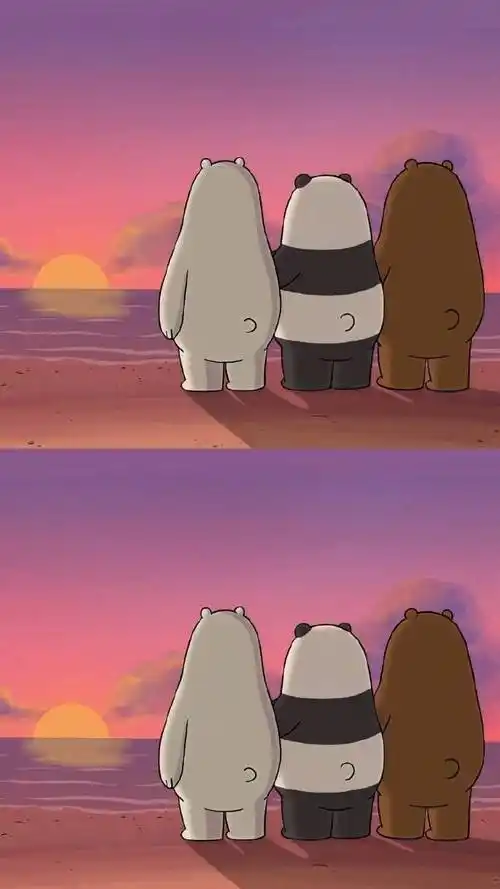 一组卡通三只熊手机壁纸