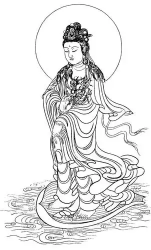 工笔画 国画 观音 佛像 手绘熟宣纸白描 直接上色 初学者