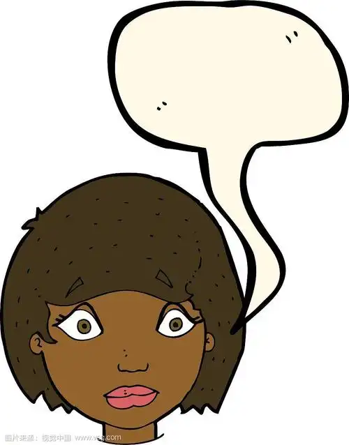 卡通焦急的女性脸上带着说话泡泡