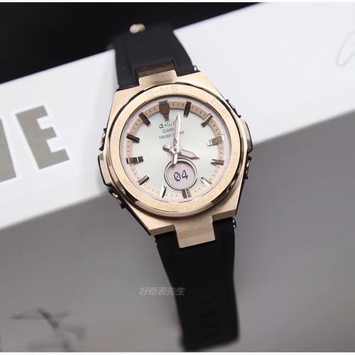 卡西欧手表女黑玫瑰金太阳能运动防水表女msg-s200g-1a 7a 4a 5a