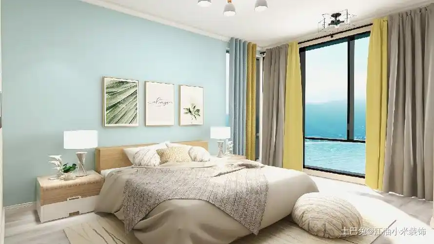 114㎡清新现代风浪漫马卡龙配色卧室窗帘其他卧室设计图片赏析