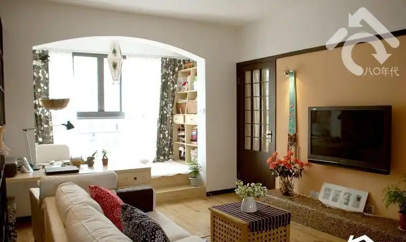 日式风格小户型小清新白色经济型80平米客厅沙发图片效果图