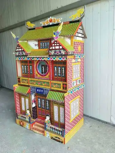 殡葬祭祀纸扎冥屋纸房子白事竹架灵屋折叠纸别墅纸活楼房包运费