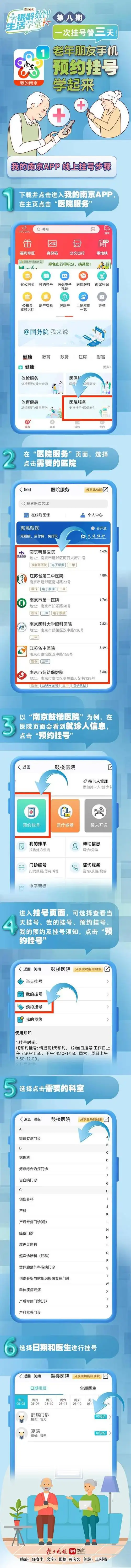 老年朋友手机预约挂号学起来(我的南京app操作篇)