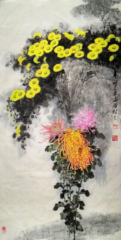《菊花》国画大师笔下的菊花缪谷英国画菊花作品欣赏名家国画作品