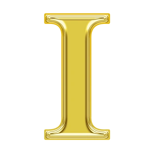 金色金属质感字母i