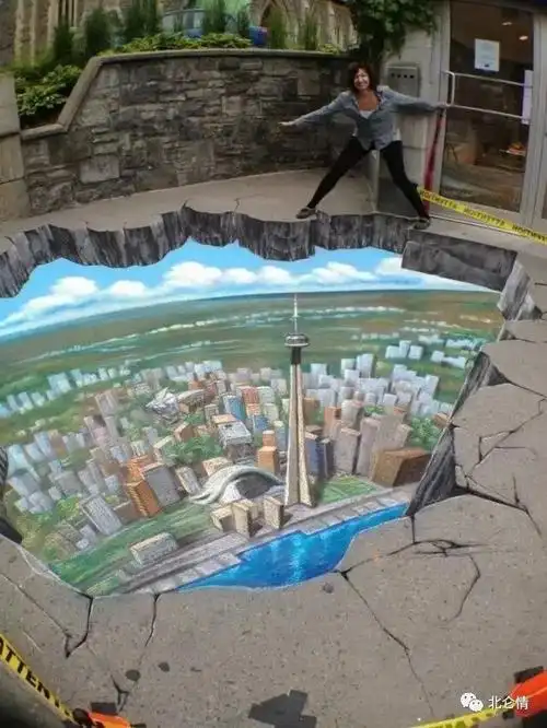 外国大街上吓人的三维图画