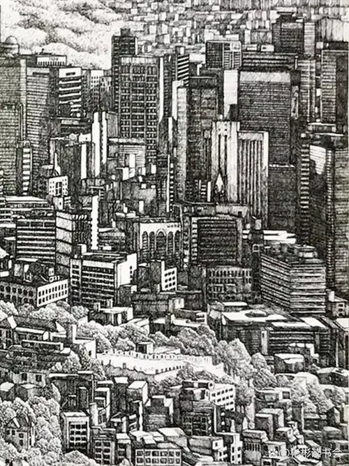 手绘大都市——首尔篇seoul 94 首尔鸟瞰图,可以看