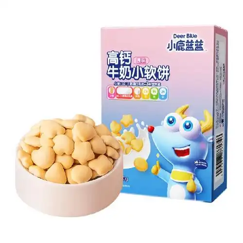 小鹿蓝蓝高钙牛奶小软饼原味宝宝儿童零食品牌磨牙饼干60gx1盒_爱购网