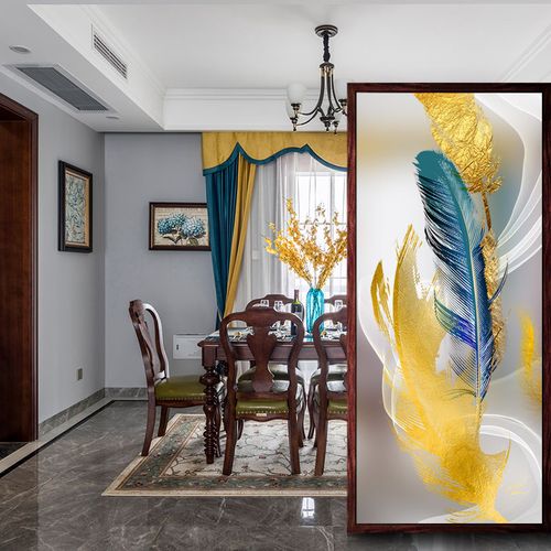 轻奢艺术玻璃屏风隔断现代简约玄关客厅餐厅喷绘彩釉压花夹丝玻璃