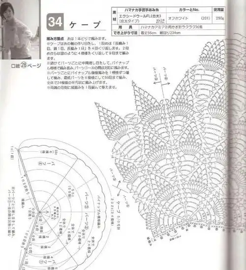 漂亮半圆钩针披肩,附图解