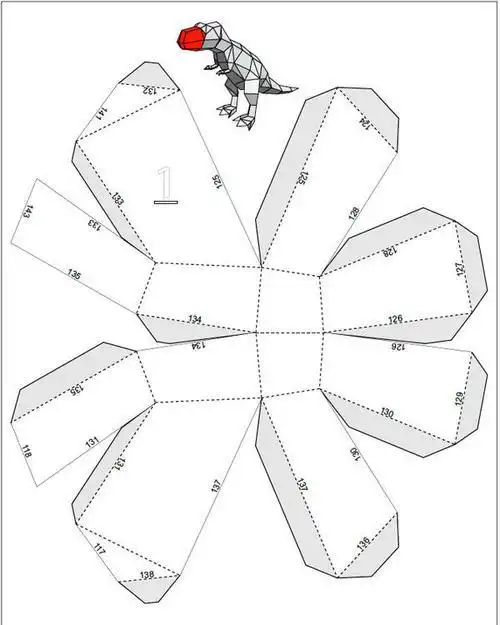 霸王龙恐龙 几何折纸3d立体纸模型纸雕刻立体构成diy手工创意摆件