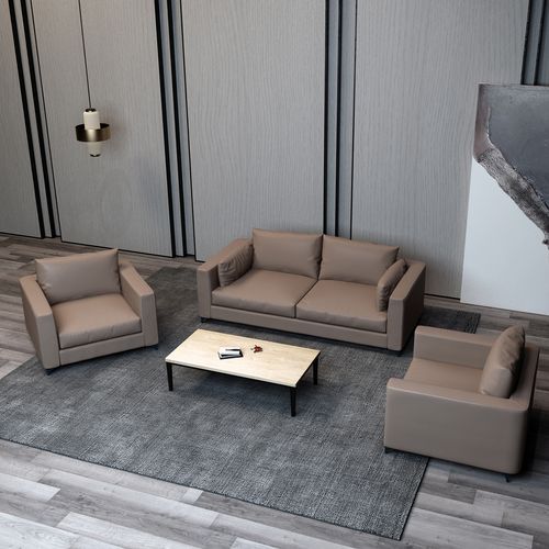 办公室沙发茶几组合现代简约皮沙发三人位经理接待商务沙发已售