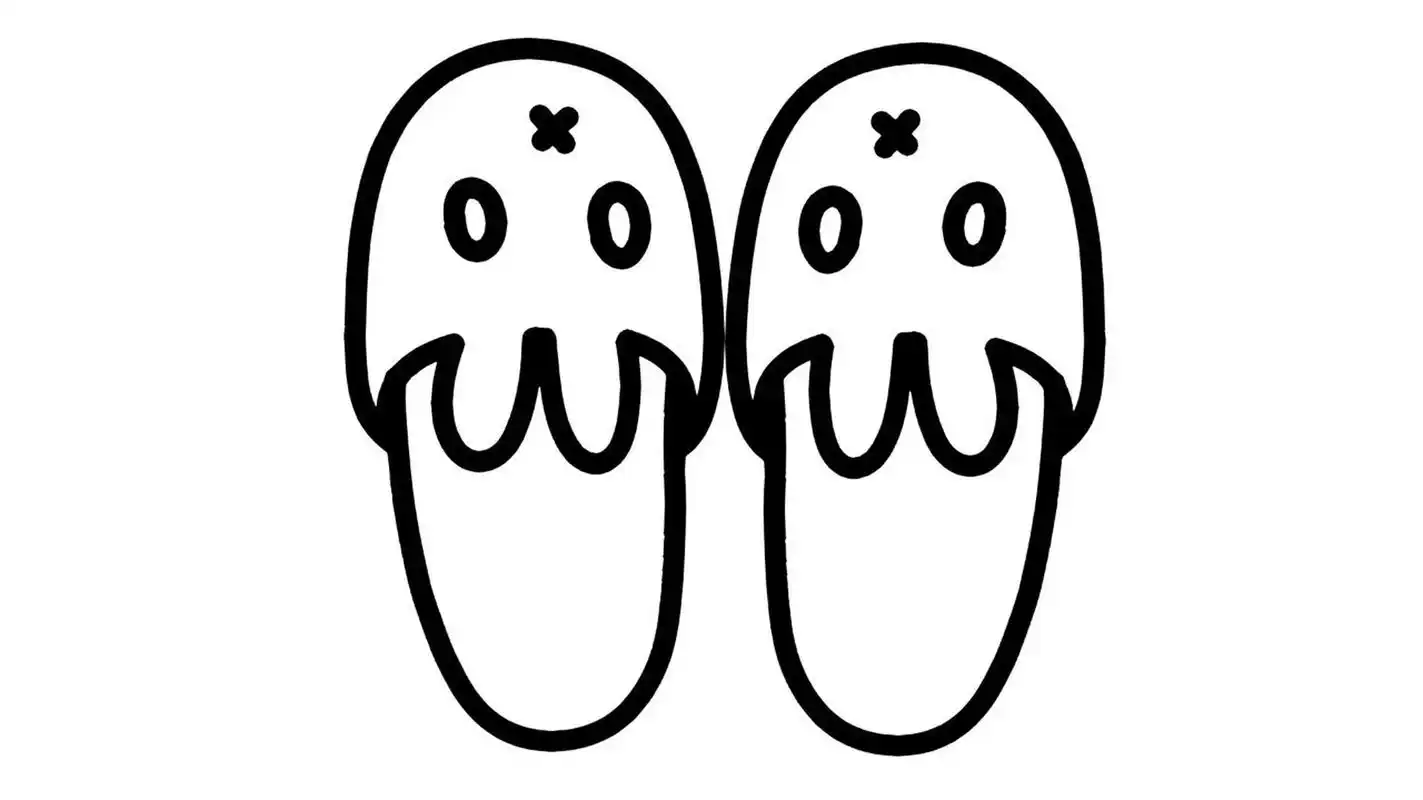 02【简笔画素材分享25】6双卡通拖鞋 分享6款卡通拖鞋高清线稿素材