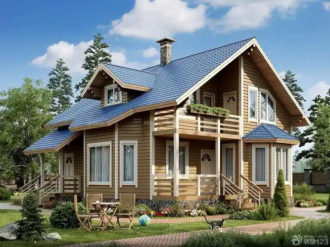 农村简易别墅蓝色琉璃瓦装修图片_装信通网效果图