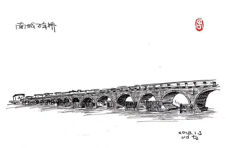 古桥简笔画中华古桥简笔画