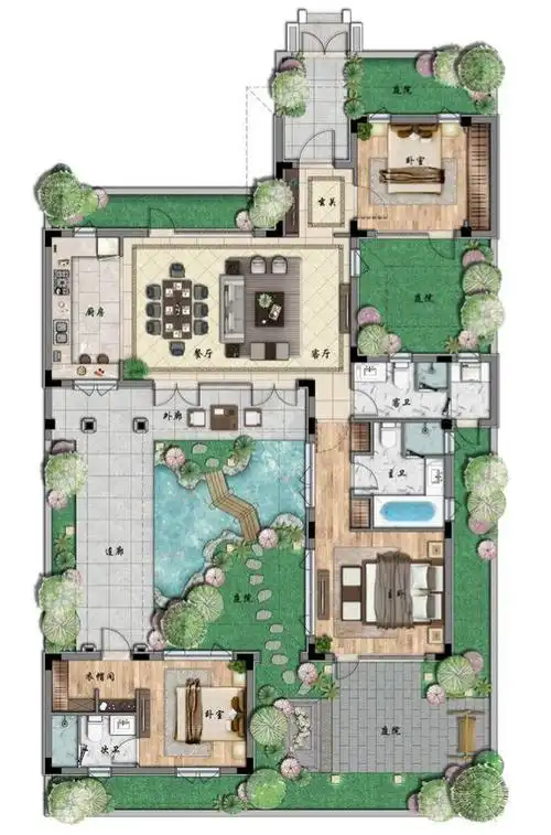 我们先来欣赏下这个147㎡中式别墅的户型图.