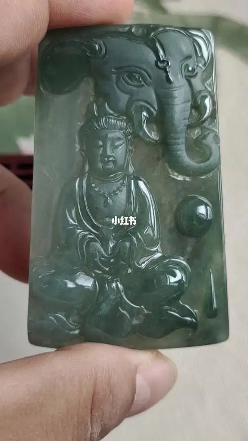 福利缅甸天然a货翡翠老种普贤菩萨牌子