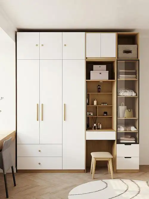 木月衣柜开门拉门现代简约二门三门组合衣柜卧室奶油风原木色衣柜