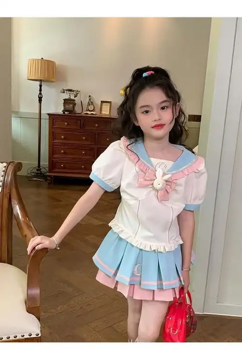 女童夏装jk制服套装2024新款中大童洛丽塔儿童半身裙学院风两件套