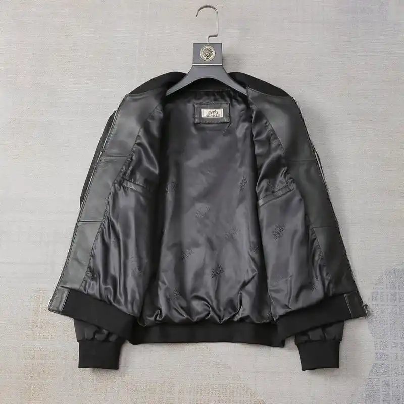 秋冬季新款爱马仕男士黑色耐看夹克皮衣外套