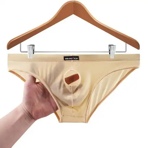 男士内裤分离男士内裤枪蛋分离三角裤男性感冰丝透气开洞免脱裤头肤色