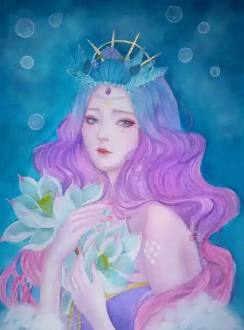 美人鱼水彩画美人鱼水彩画唯美