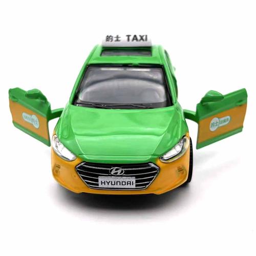 彩珀成真迷你合金车模1:41现代的士出租车可爱模型回力耐摔合金车