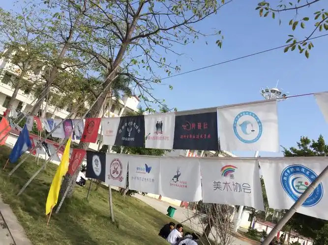 学校社团旗帜大合照