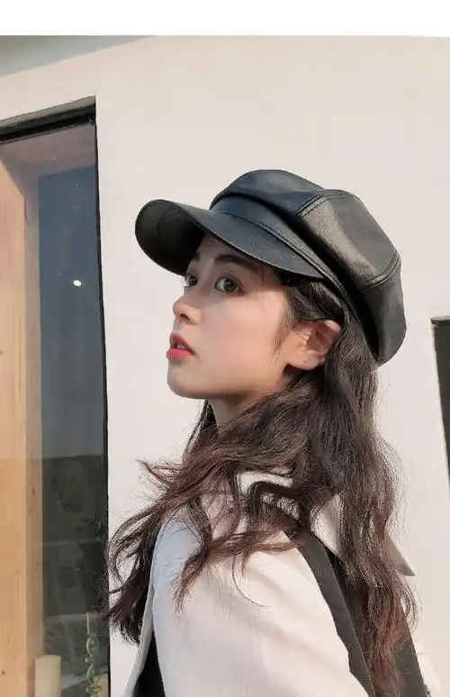 suntek圆脸适合的帽子冬季八角帽女韩版鸭舌贝雷帽大头围秋帽子潮显