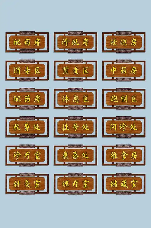 中式仿木纹医院中医科室指示门牌