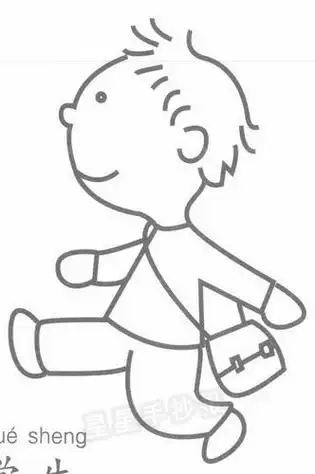 小学生背书包上学简笔画